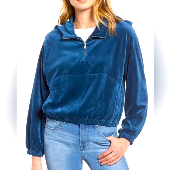 Nordstrom BP Tops - BP Velour Hoodie, Aurora Blue, Women's Size L.
